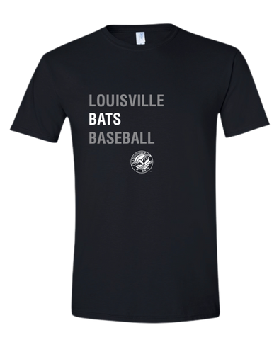 Black Louisville Bats Baseball Tee